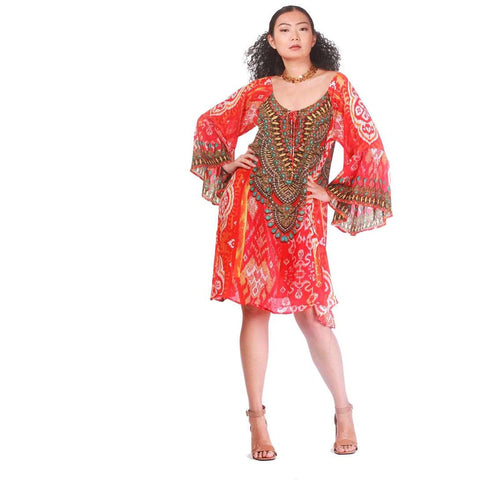 Red Aztec Adorned Dress