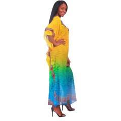 Jeweled Ombre Print Kaftan Dress